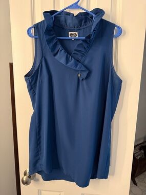 Mud Pie navy ruffle V-neck sleeveless tunic